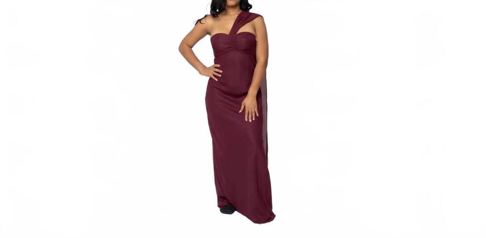 NEW LAST DRESS divine drape formal dress in burgundy